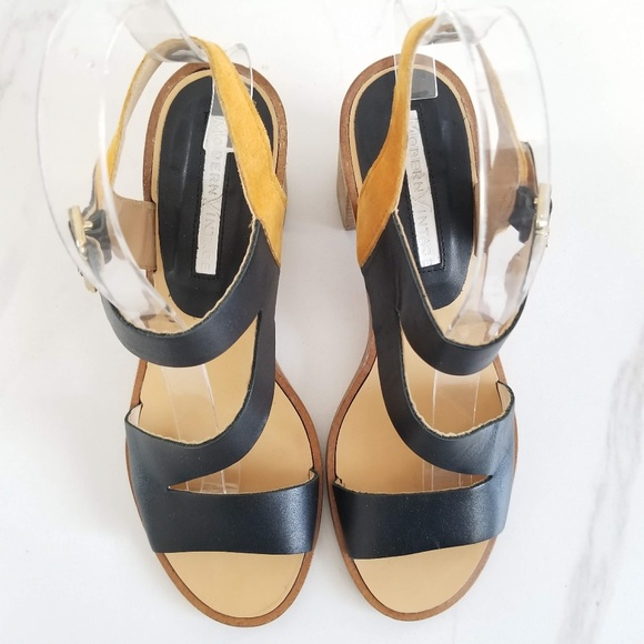 MODERN VINTAGE Open Toe Sandals Black Tan Heels 6 - Picture 6 of 12
